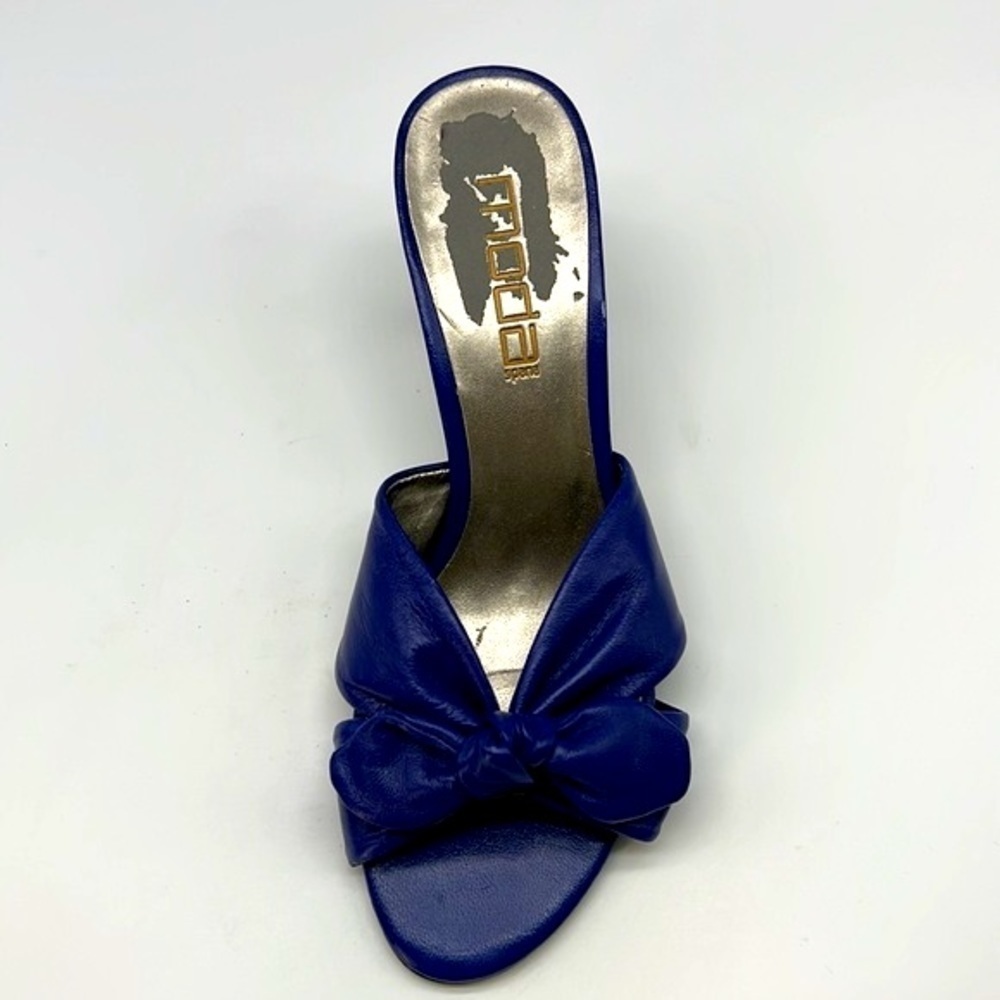 Moda - Bold Blue Leather Knotted Open Toe Heels Size 7 - Picture 8 of 14
